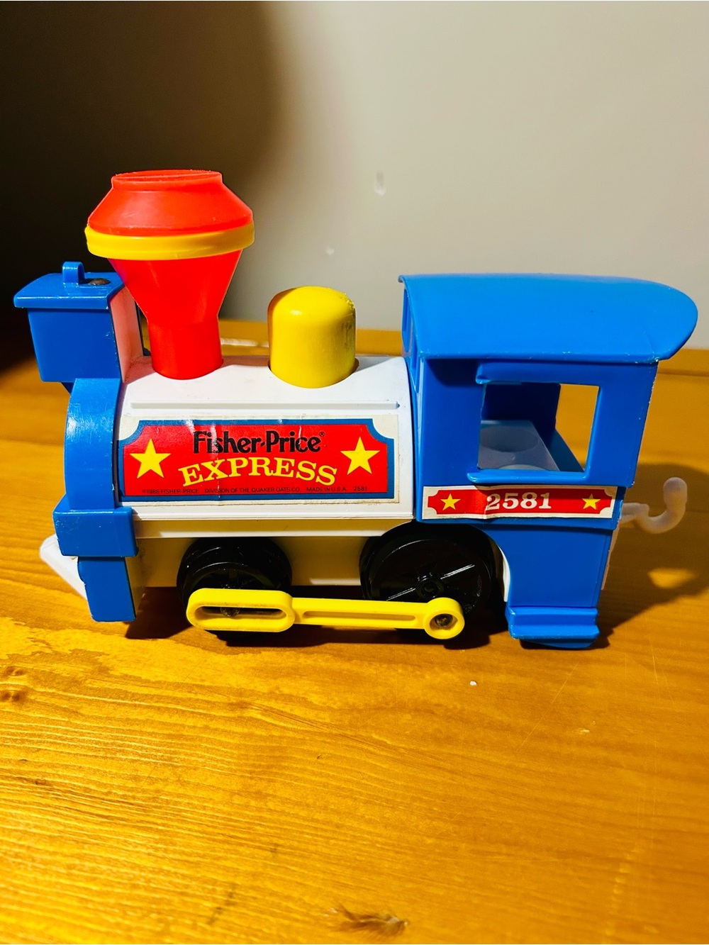 (3/$10) Vintage Fisher-Price Blue, Red and Yellow Toy Train Engine
